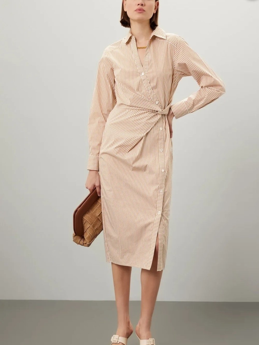 Veronica Beard Wright Striped Cotton Midi Shirt Dress Size 6 $498